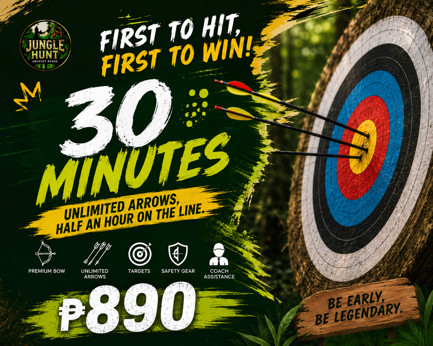 30-minute archery range session at Jungle Hunt Siargao