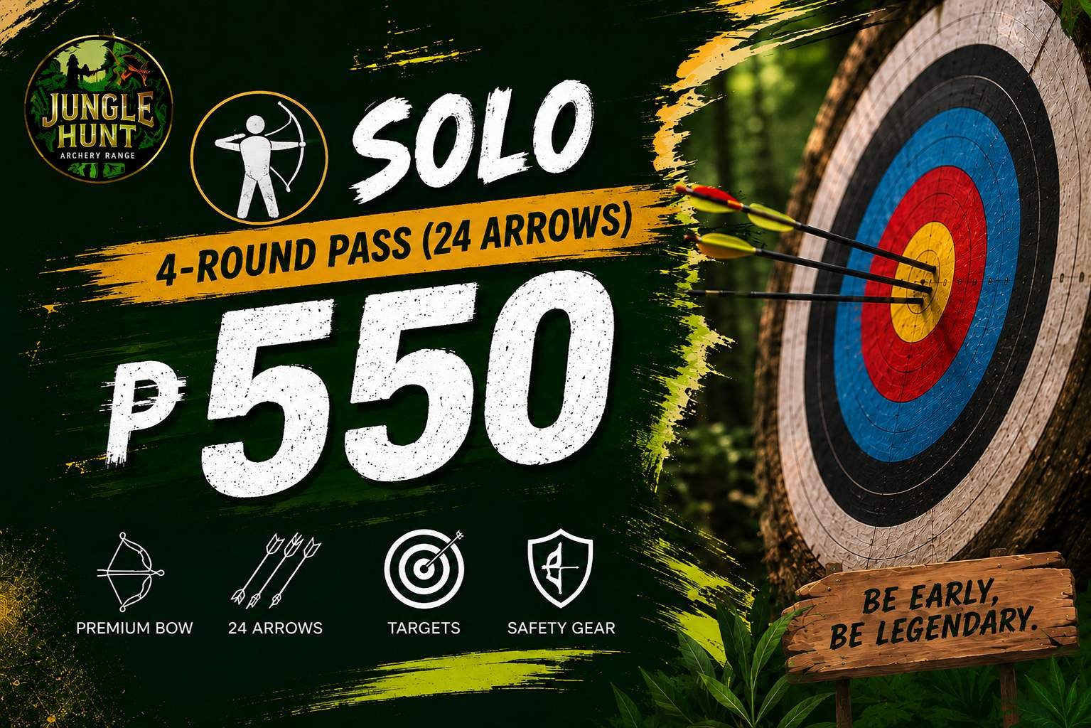 Solo 4-round pass 24-arrow archery package at Jungle Hunt Siargao