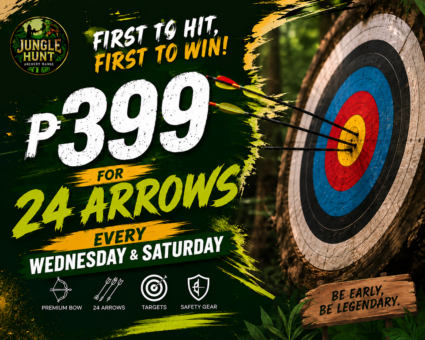 Wednesday and Saturday archery promo package at Jungle Hunt Siargao