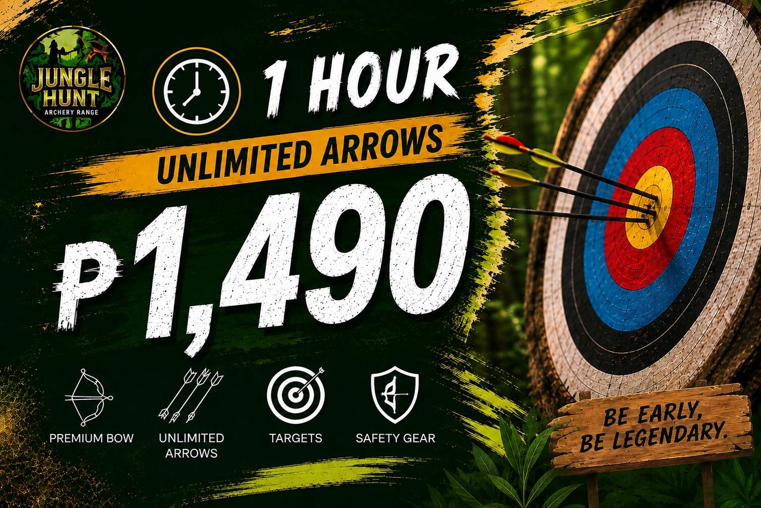 Solo 1-hour archery range session at Jungle Hunt Siargao